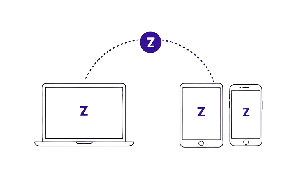 A laptop, tablet and phone connected to each other